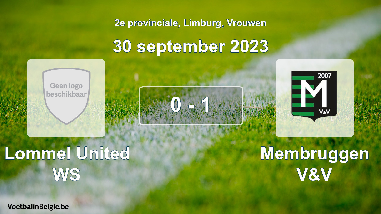 Gespeelde wedstrijd vrouwenvoetbal: Lommel United WS - Membruggen V&V 0 - 1 (30 september 2023)
