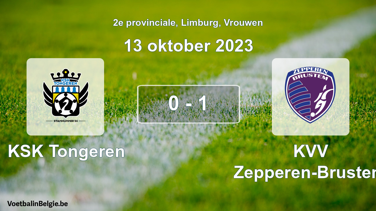 Gespeelde wedstrijd vrouwenvoetbal: KSK Tongeren - KVV Zepperen-Brustem 0 - 1 (13 oktober 2023)