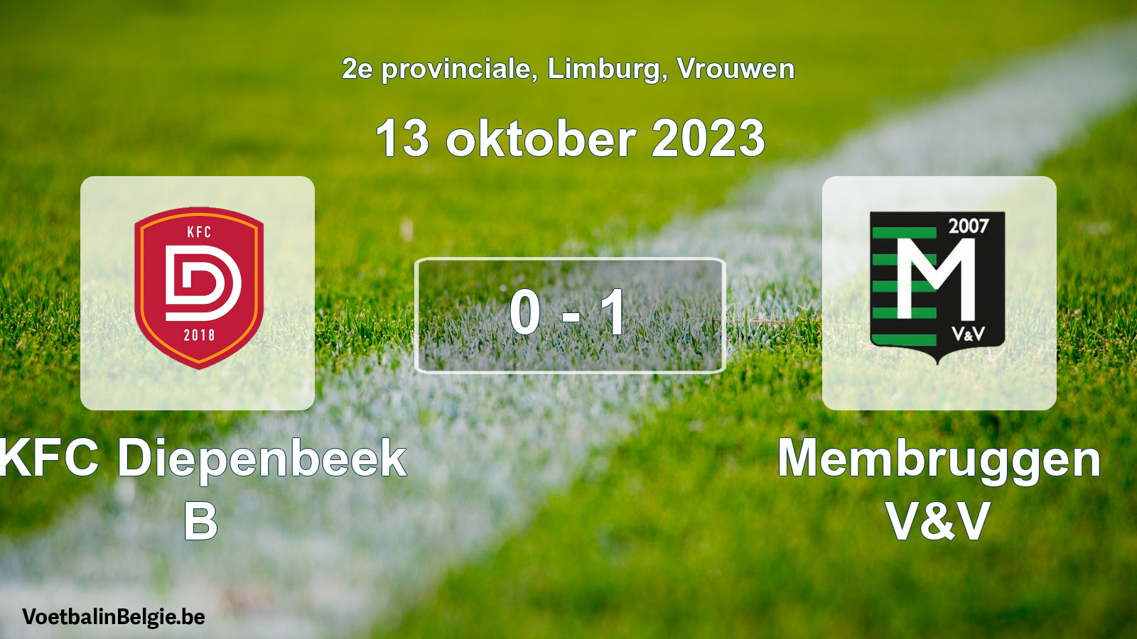 Gespeelde wedstrijd vrouwenvoetbal: KFC Diepenbeek B - Membruggen V&V 0 - 1 (13 oktober 2023)
