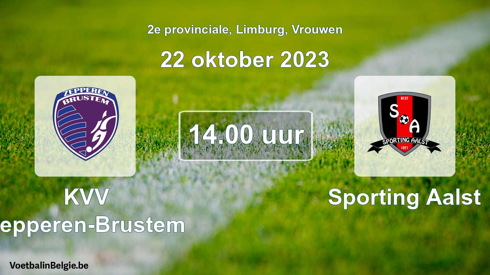 Match prévu football femmes: KVV Zepperen-Brustem - Sporting Aalst (22 octobre 2023)