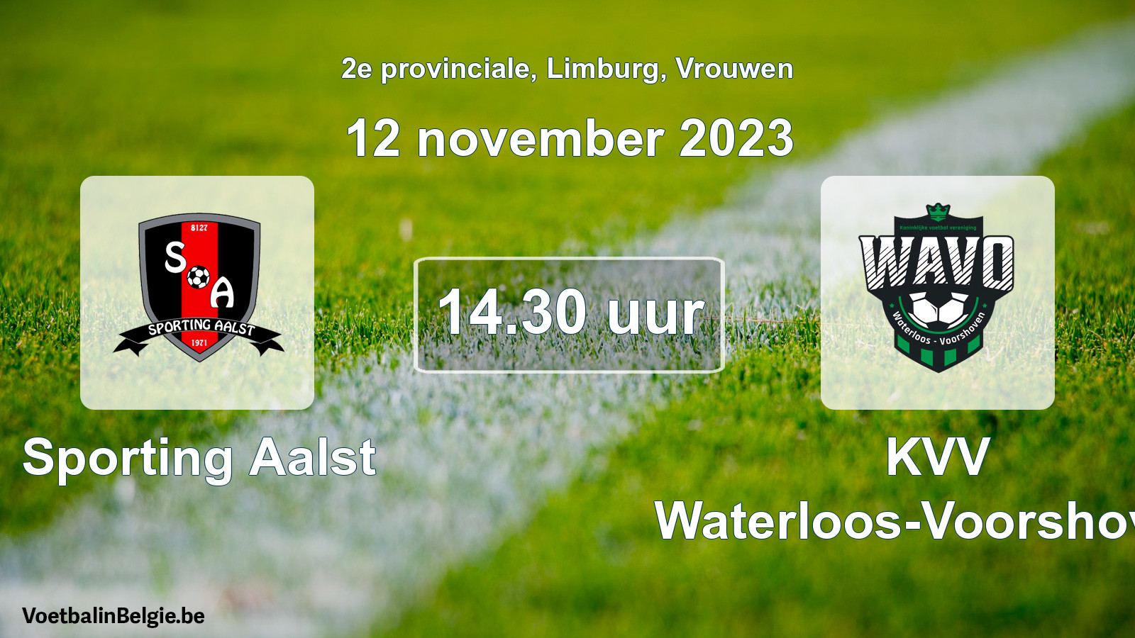 Scheduled match women football: Sporting Aalst - KVV Waterloos-Voorshoven (12 November 2023)
