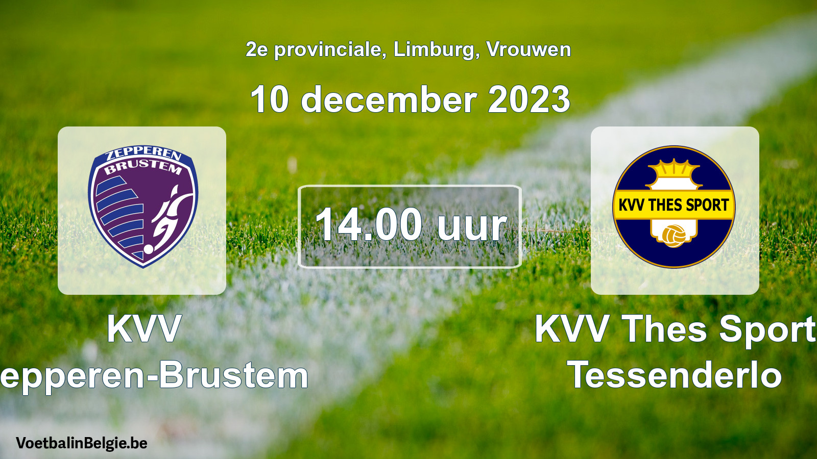 Geplande wedstrijd vrouwenvoetbal: KVV Zepperen-Brustem - KVV Thes Sport Tessenderlo (10 december 2023)