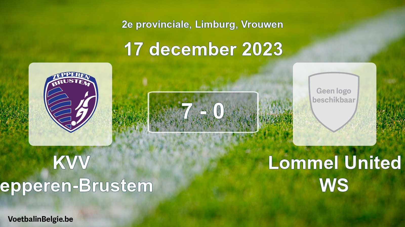 Gespeelde wedstrijd vrouwenvoetbal: KVV Zepperen-Brustem - Lommel United WS 7 - 0 (17 december 2023)