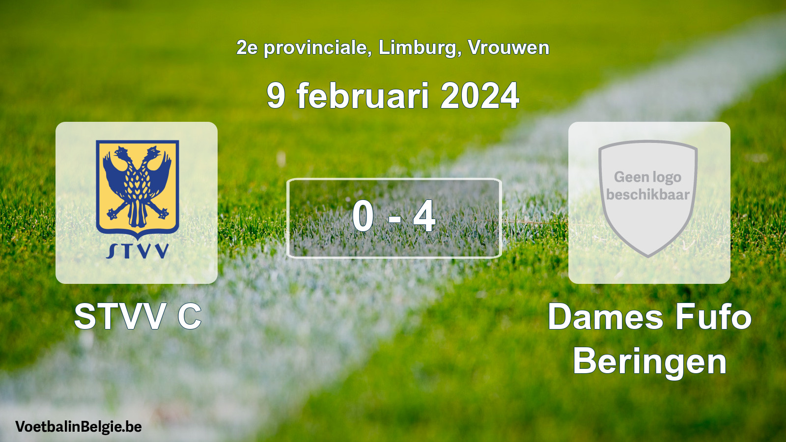 Gespeelde wedstrijd vrouwenvoetbal: STVV C - Dames Fufo Beringen 0 - 4 (9 februari 2024)