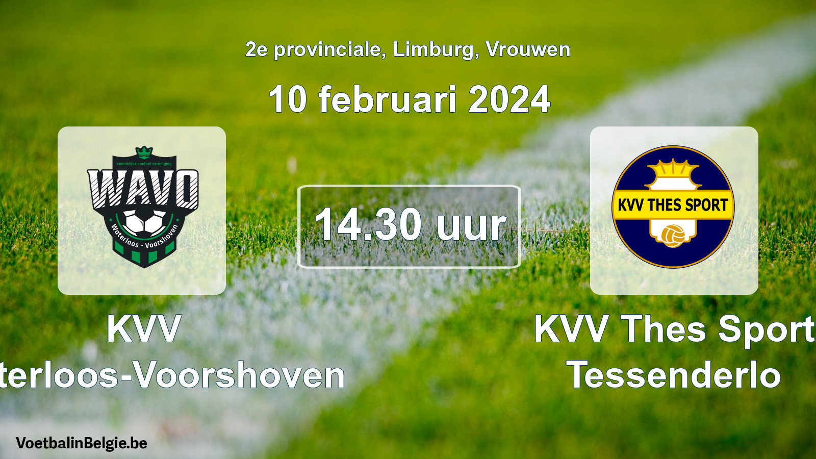 Scheduled match women football: KVV Waterloos-Voorshoven - KVV Thes Sport Tessenderlo (10 February 2024)