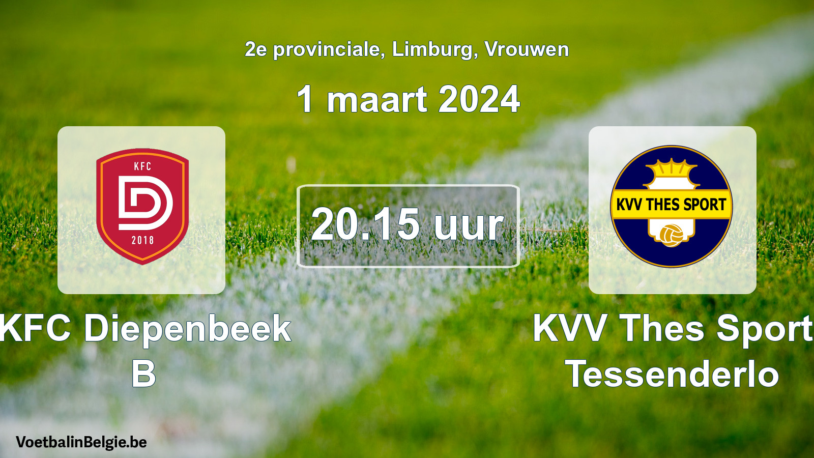 Geplande wedstrijd vrouwenvoetbal: KFC Diepenbeek B - KVV Thes Sport Tessenderlo (1 maart 2024)