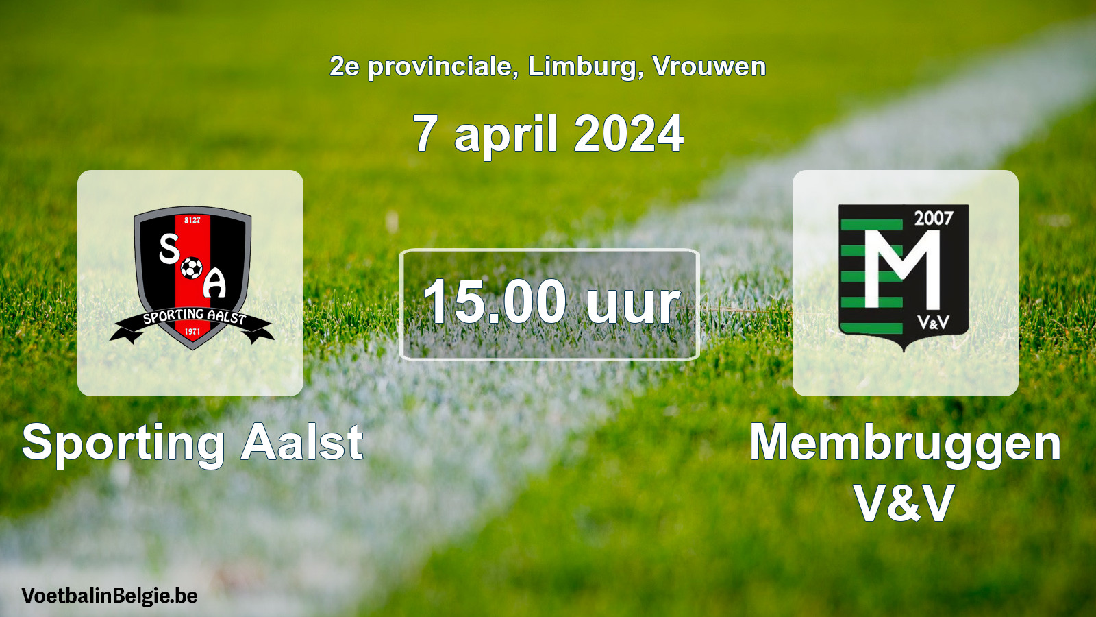 Geplande wedstrijd vrouwenvoetbal: Sporting Aalst - Membruggen V&V (7 april 2024)