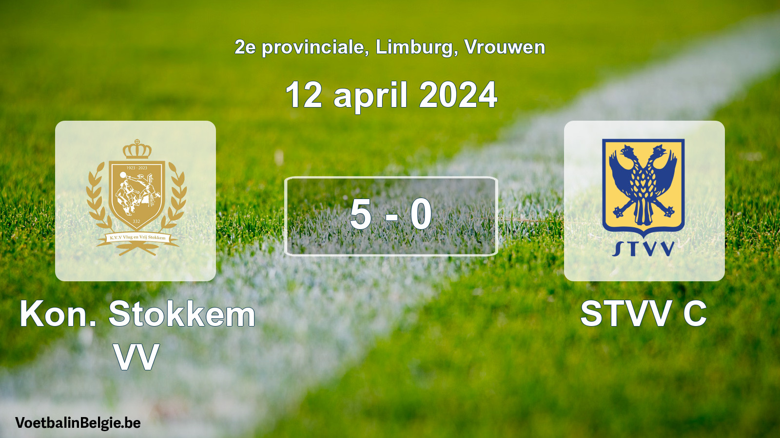 Gespeelde wedstrijd vrouwenvoetbal: Kon. Stokkem VV - STVV C 5 - 0 (12 april 2024)
