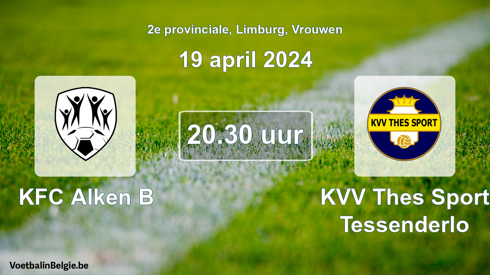 Scheduled match women football: KFC Alken B - KVV Thes Sport Tessenderlo (19 April 2024)