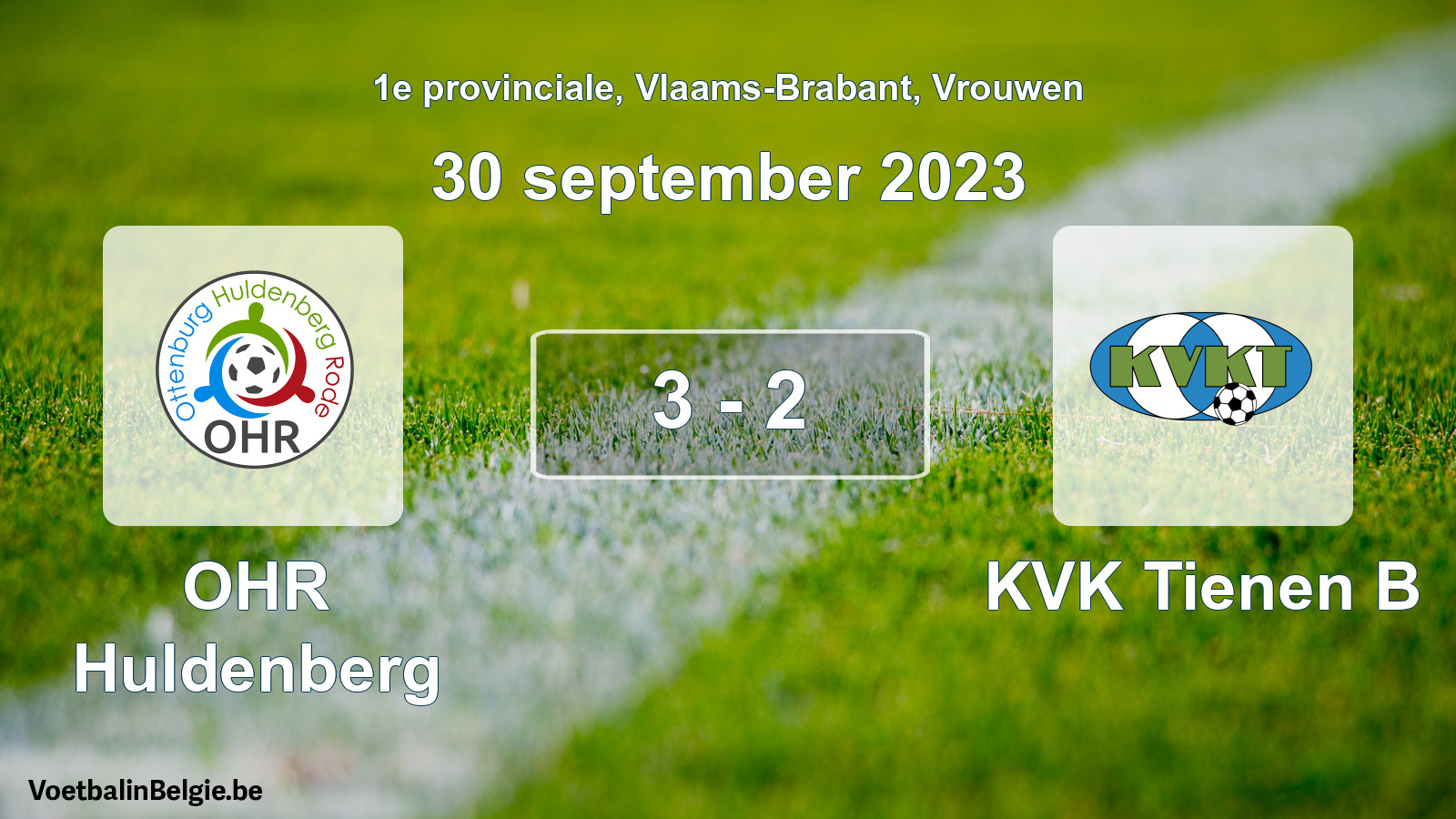 Gespeelde wedstrijd vrouwenvoetbal: OHR Huldenberg - KVK Tienen B 3 - 2 (30 september 2023)