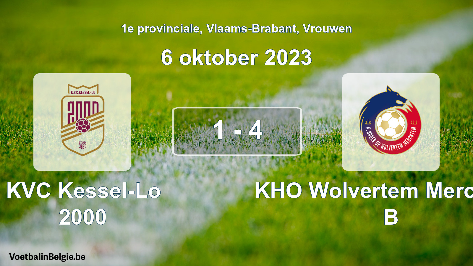 Gespeelde wedstrijd vrouwenvoetbal: KVC Kessel-Lo 2000 - KHO Wolvertem Merchtem B 1 - 4 (6 oktober 2023)