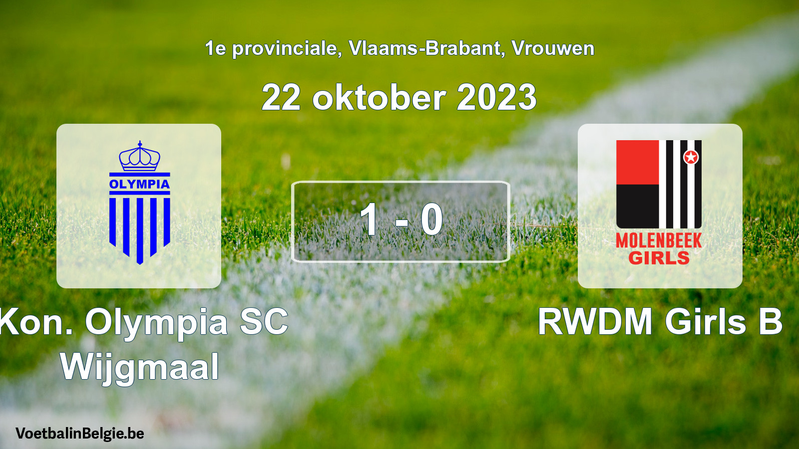 Gespeelde wedstrijd vrouwenvoetbal: Kon. Olympia SC Wijgmaal - RWDM Girls B 1 - 0 (22 oktober 2023)