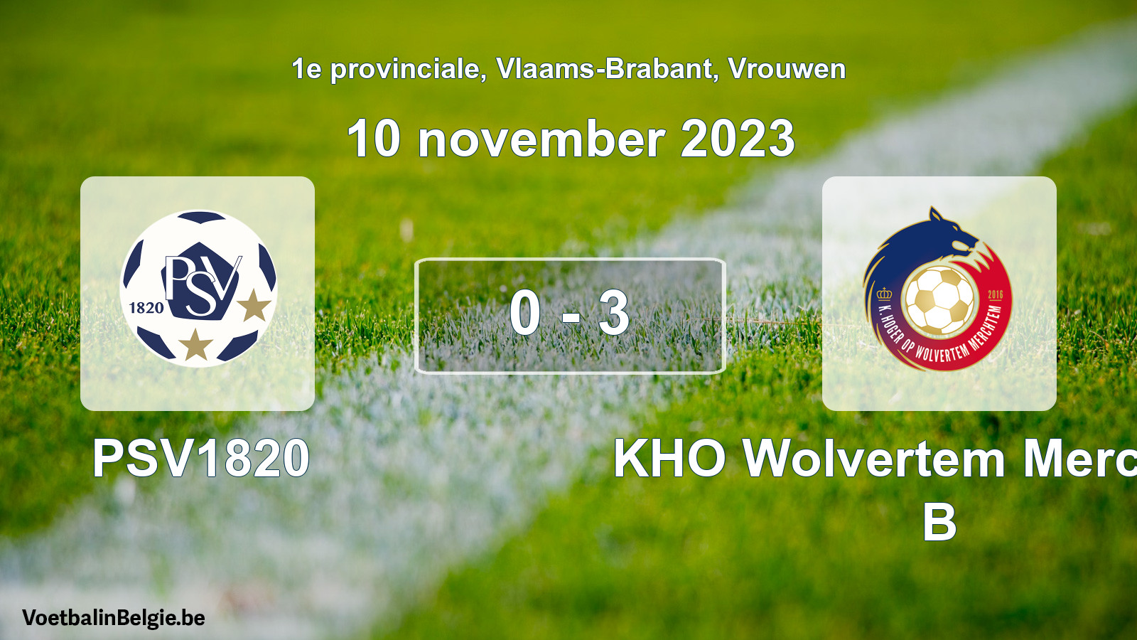 Gespeelde wedstrijd vrouwenvoetbal: PSV1820 - KHO Wolvertem Merchtem B 0 - 3 (10 november 2023)
