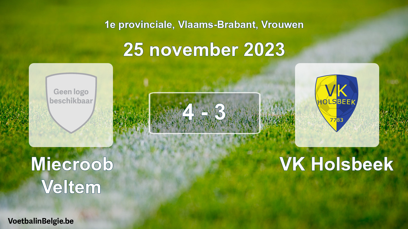 Gespeelde wedstrijd vrouwenvoetbal: Miecroob Veltem - VK Holsbeek 4 - 3 (25 november 2023)