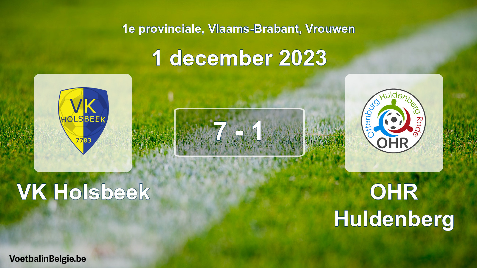 Gespeelde wedstrijd vrouwenvoetbal: VK Holsbeek - OHR Huldenberg 7 - 1 (1 december 2023)