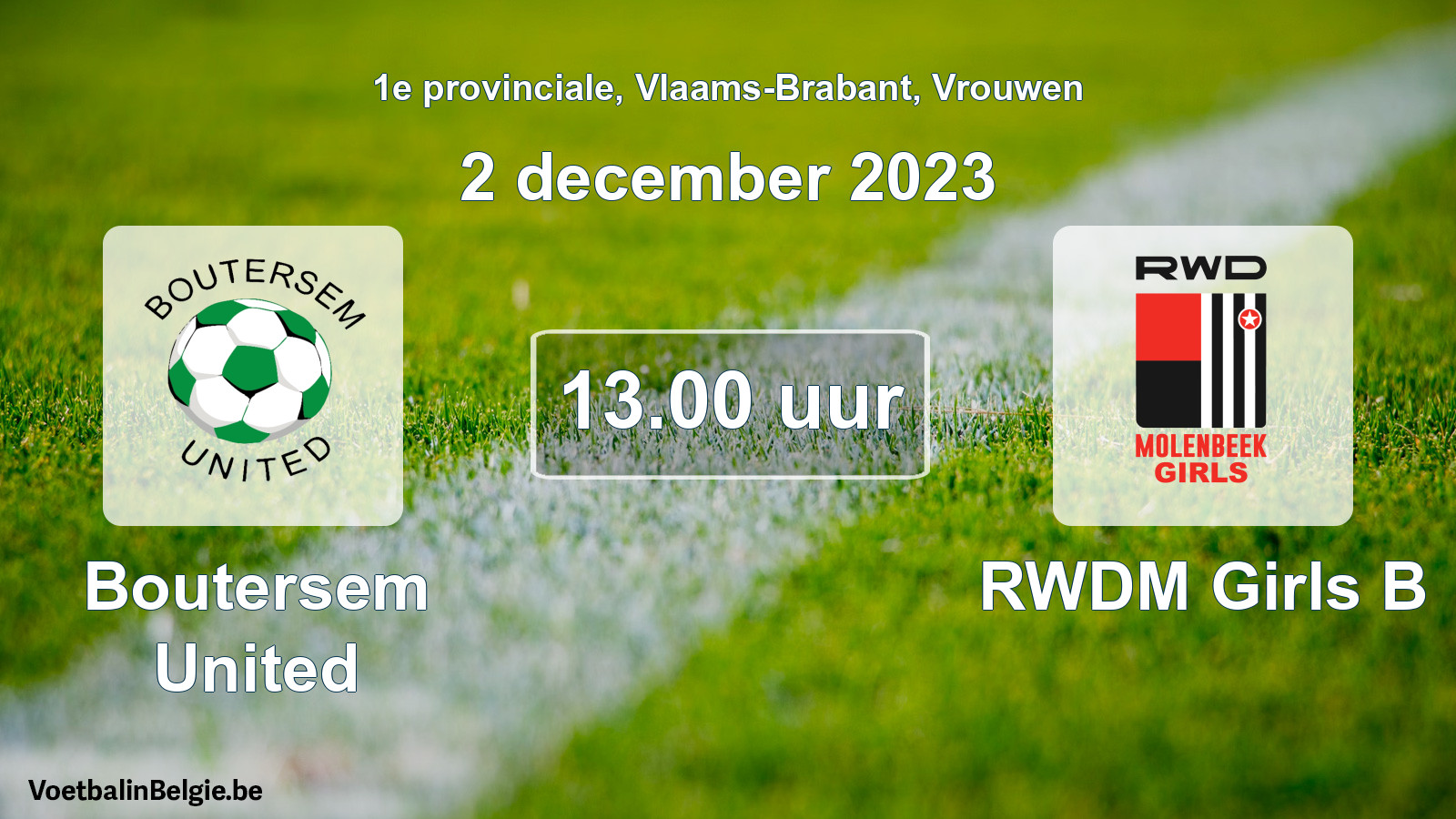 Match prévu football femmes: Boutersem United - RWDM Girls B (2 décembre 2023)