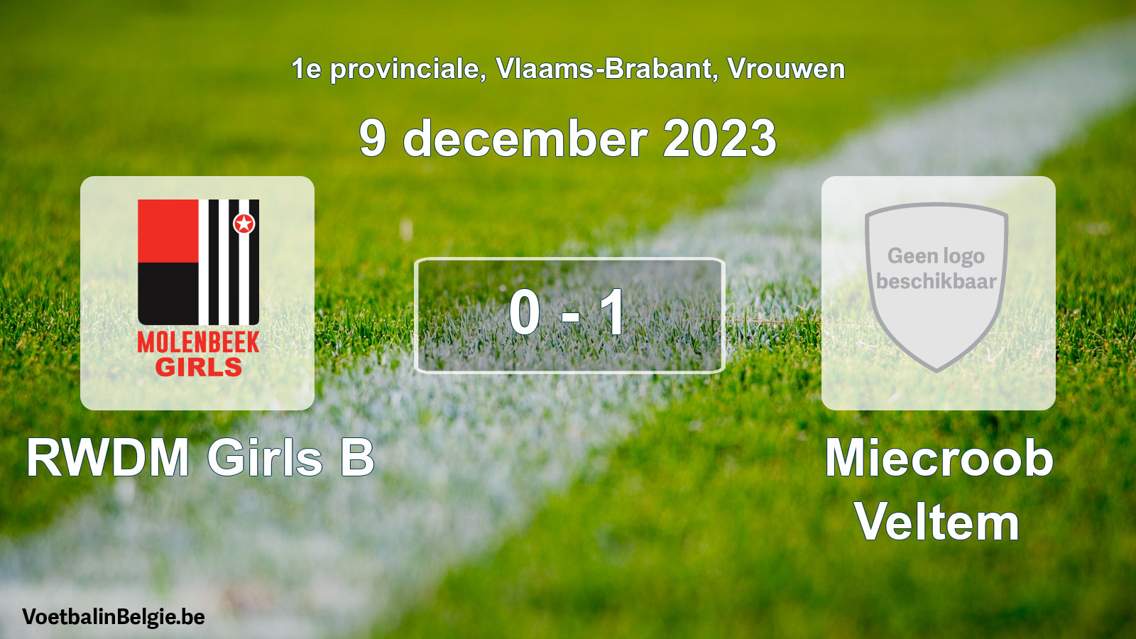 Gespeelde wedstrijd vrouwenvoetbal: RWDM Girls B - Miecroob Veltem 0 - 1 (9 december 2023)