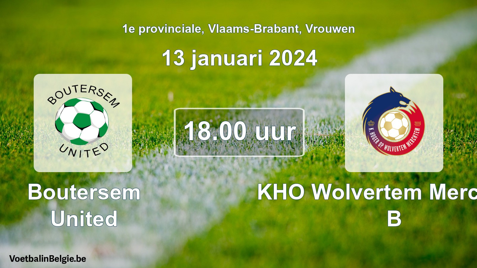 Match prévu football femmes: Boutersem United - KHO Wolvertem Merchtem B (13 janvier 2024)