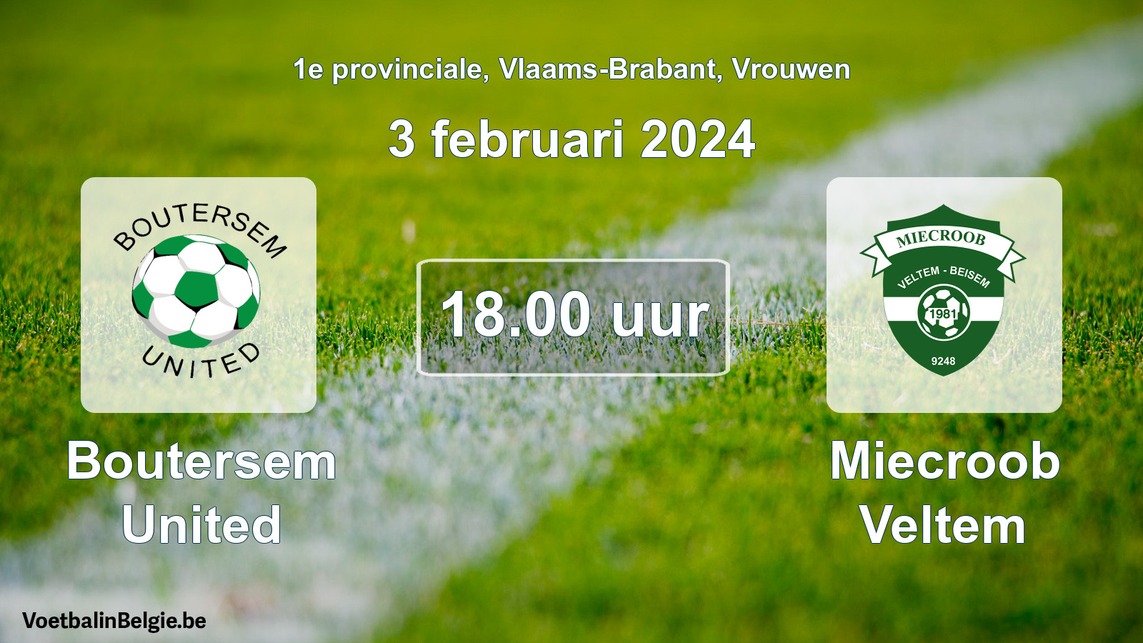 Match prévu football femmes: Boutersem United - Miecroob Veltem (3 février 2024)