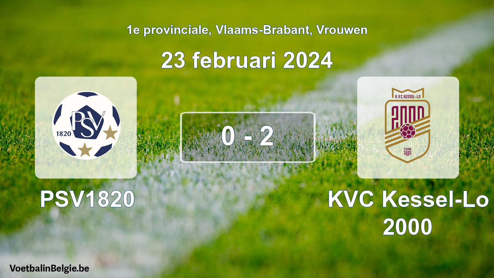 Gespeelde wedstrijd vrouwenvoetbal: PSV1820 - KVC Kessel-Lo 2000 0 - 2 (23 februari 2024)