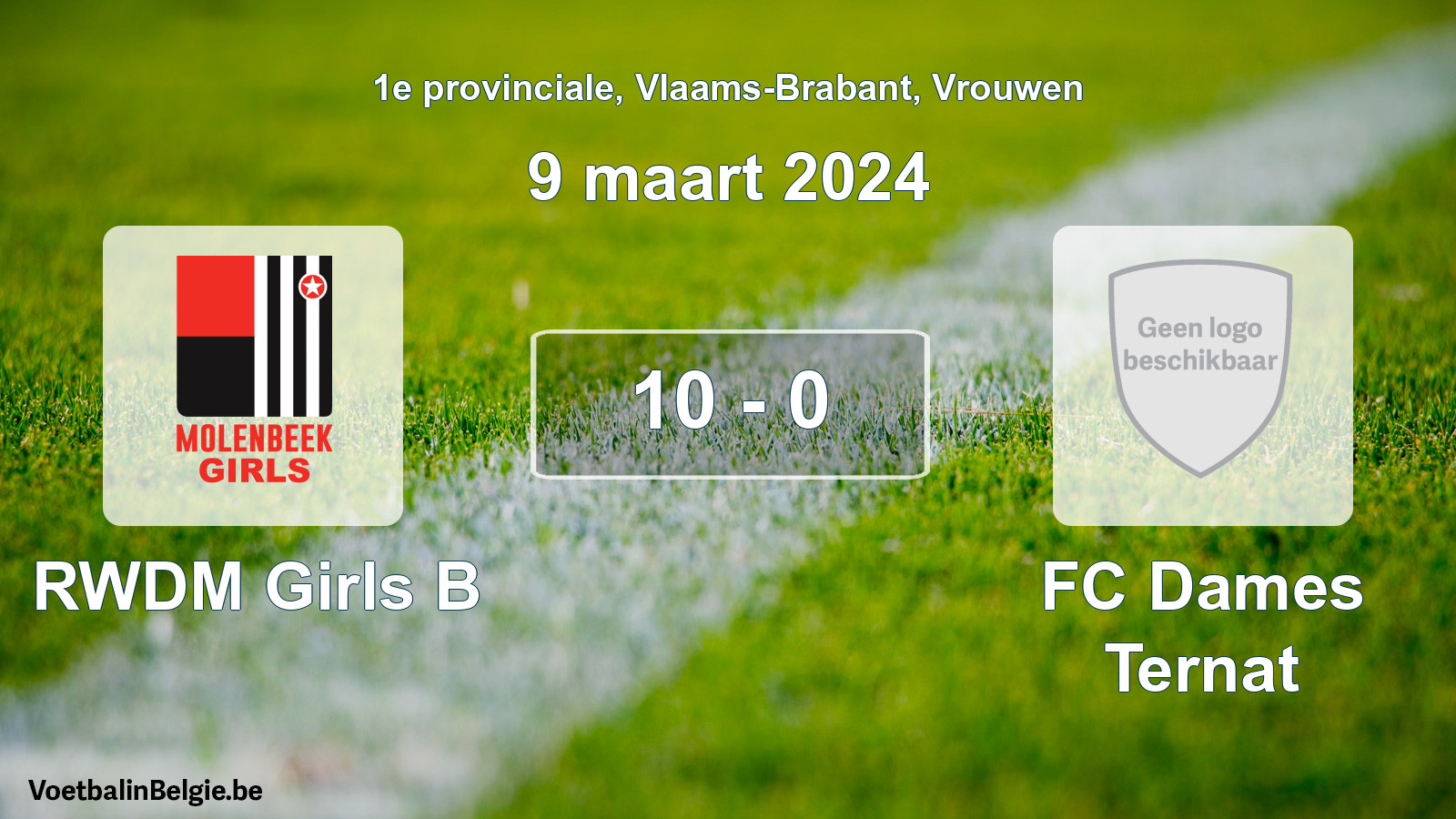Gespeelde wedstrijd vrouwenvoetbal: RWDM Girls B - FC Dames Ternat 10 - 0 (9 maart 2024)