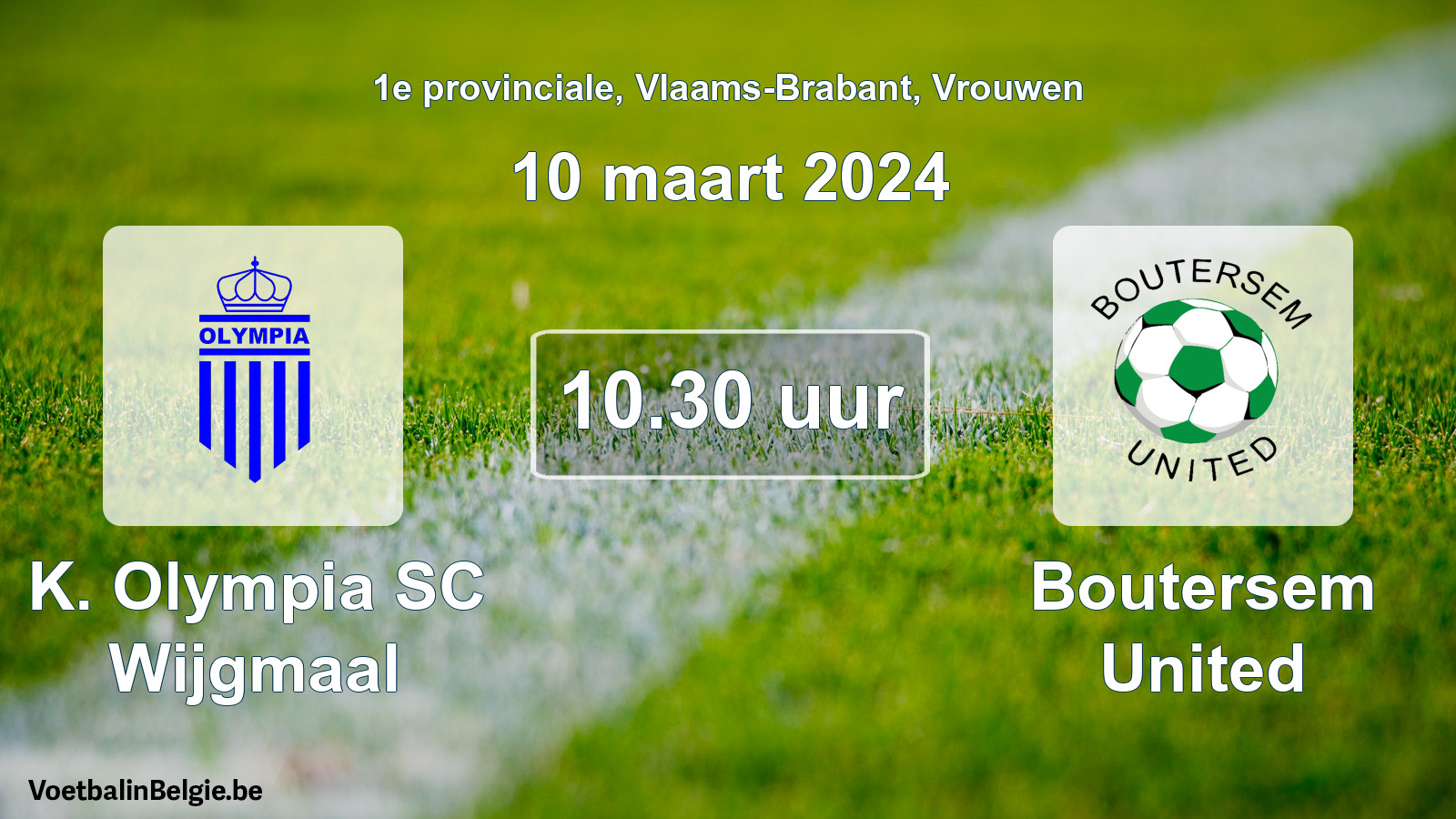 Scheduled match women football: K. Olympia SC Wijgmaal - Boutersem United (10 March 2024)