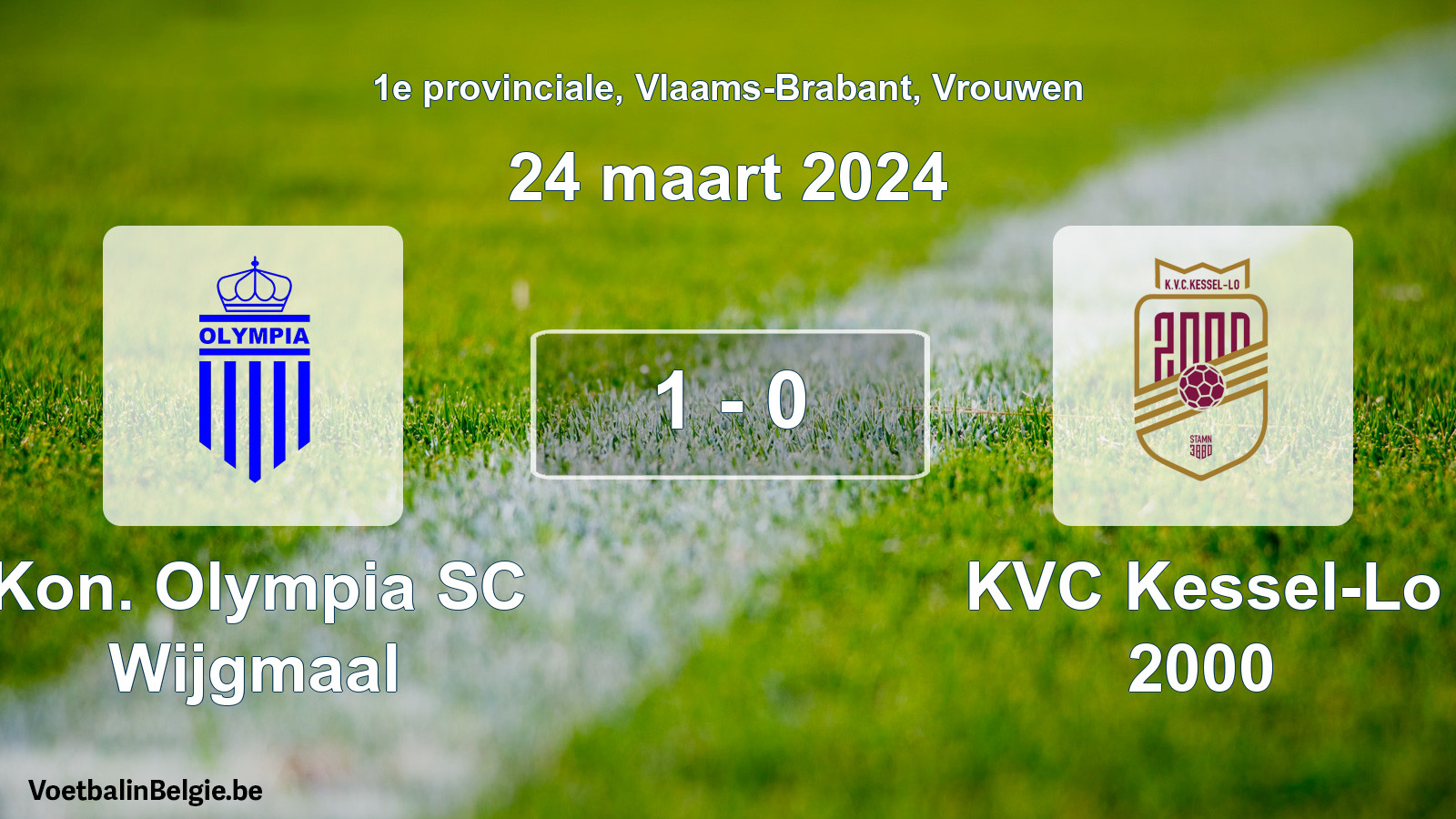 Gespeelde wedstrijd vrouwenvoetbal: Kon. Olympia SC Wijgmaal - KVC Kessel-Lo 2000 1 - 0 (24 maart 2024)