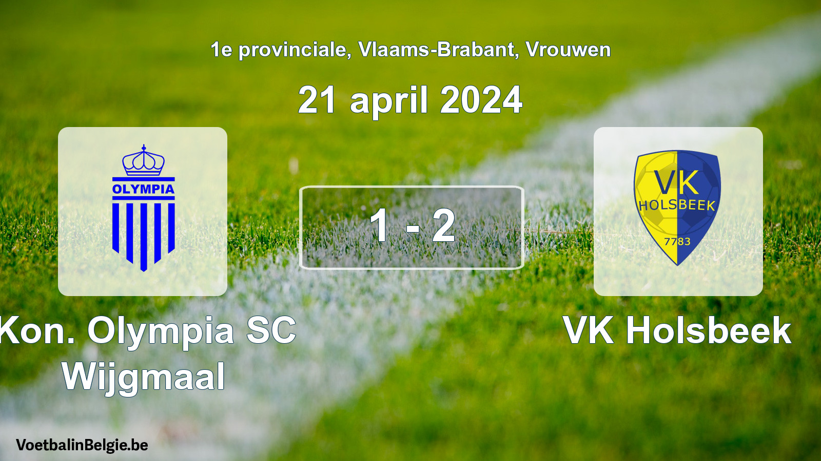 Gespeelde wedstrijd vrouwenvoetbal: Kon. Olympia SC Wijgmaal - VK Holsbeek 1 - 2 (21 april 2024)