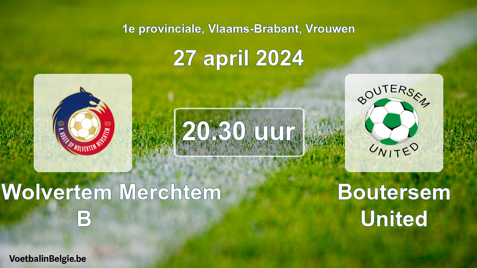 Geplande wedstrijd vrouwenvoetbal: KHO Wolvertem Merchtem B - Boutersem United (27 april 2024)