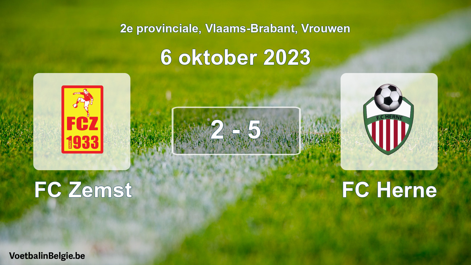 Gespeelde wedstrijd vrouwenvoetbal: FC Zemst - FC Herne 2 - 5 (6 oktober 2023)