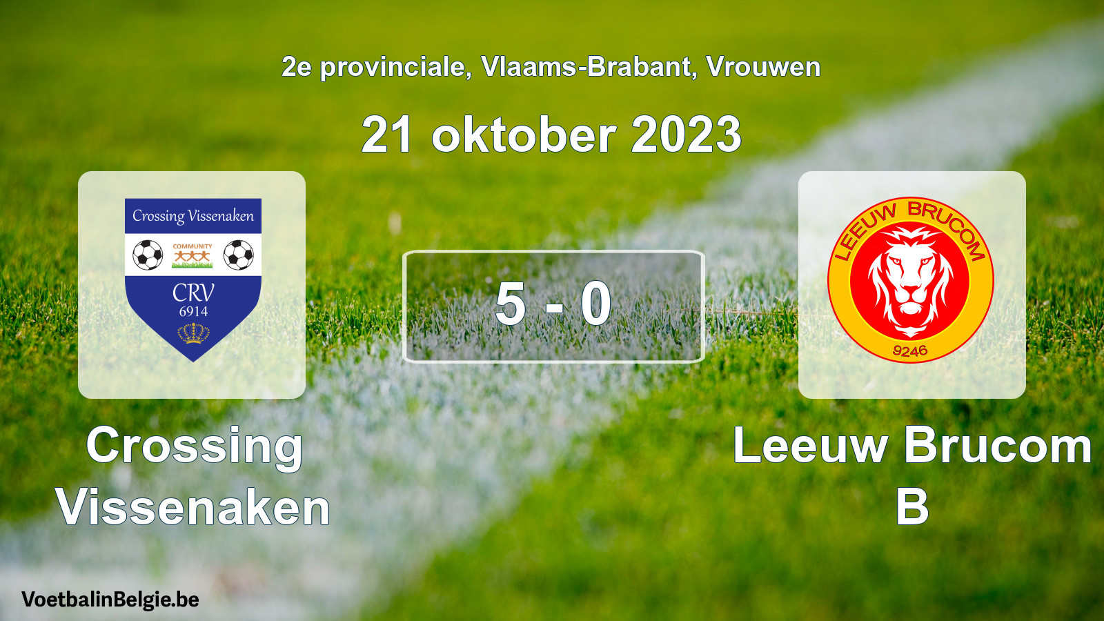 Gespeelde wedstrijd vrouwenvoetbal: Crossing Vissenaken - Leeuw Brucom B 5 - 0 (21 oktober 2023)