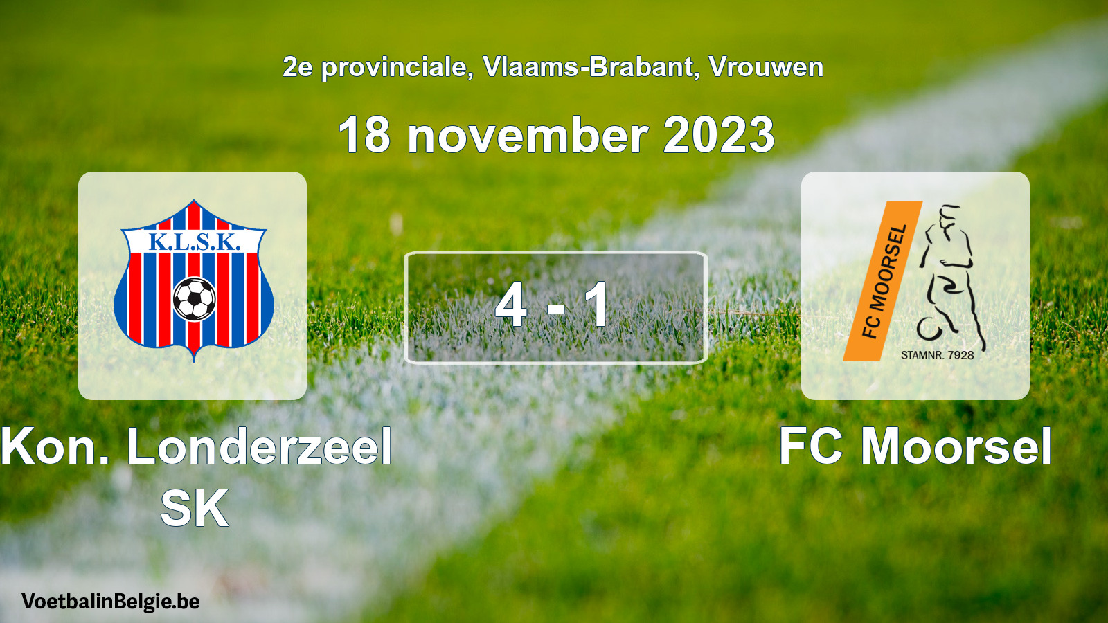 Gespeelde wedstrijd vrouwenvoetbal: Kon. Londerzeel SK - FC Moorsel 4 - 1 (18 november 2023)