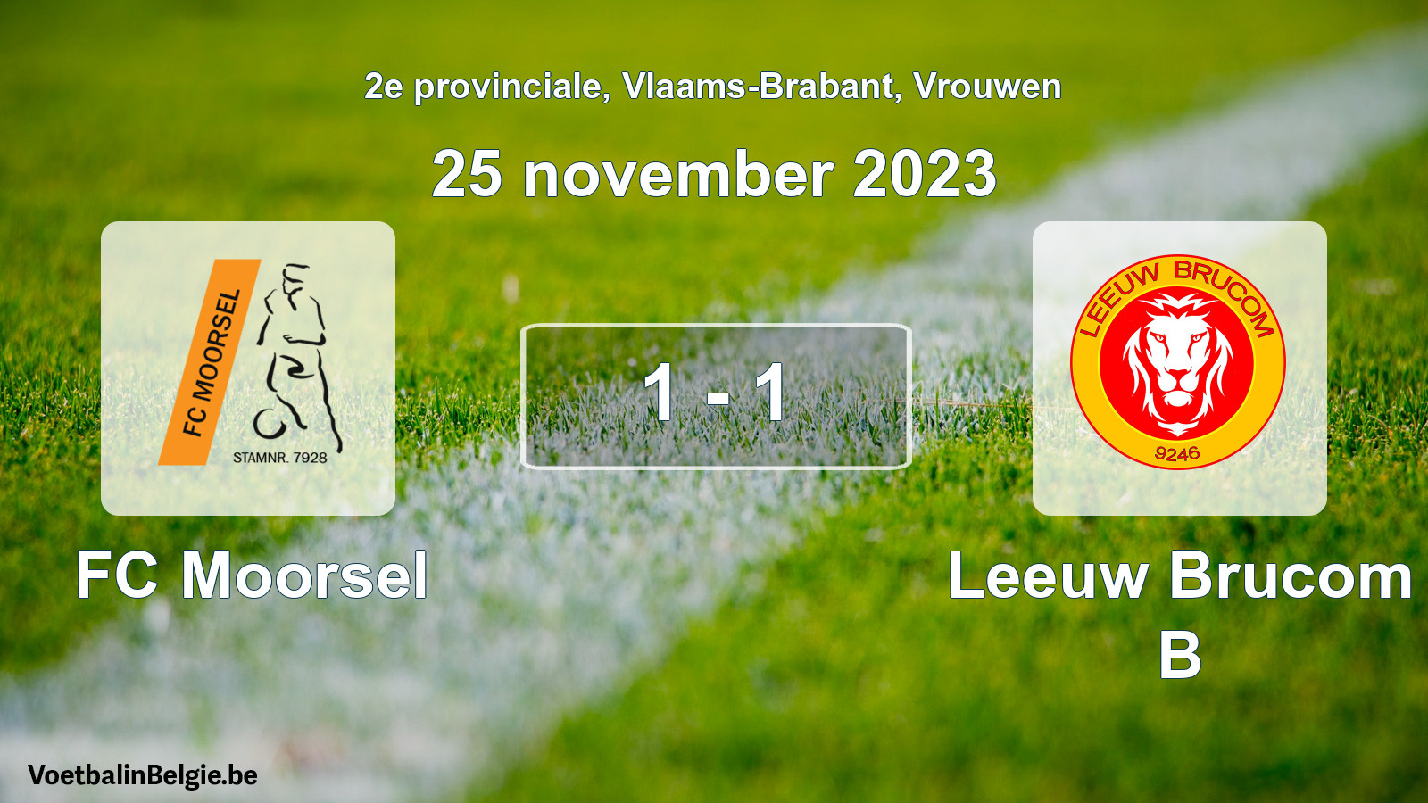 Gespeelde wedstrijd vrouwenvoetbal: FC Moorsel - Leeuw Brucom B 1 - 1 (25 november 2023)