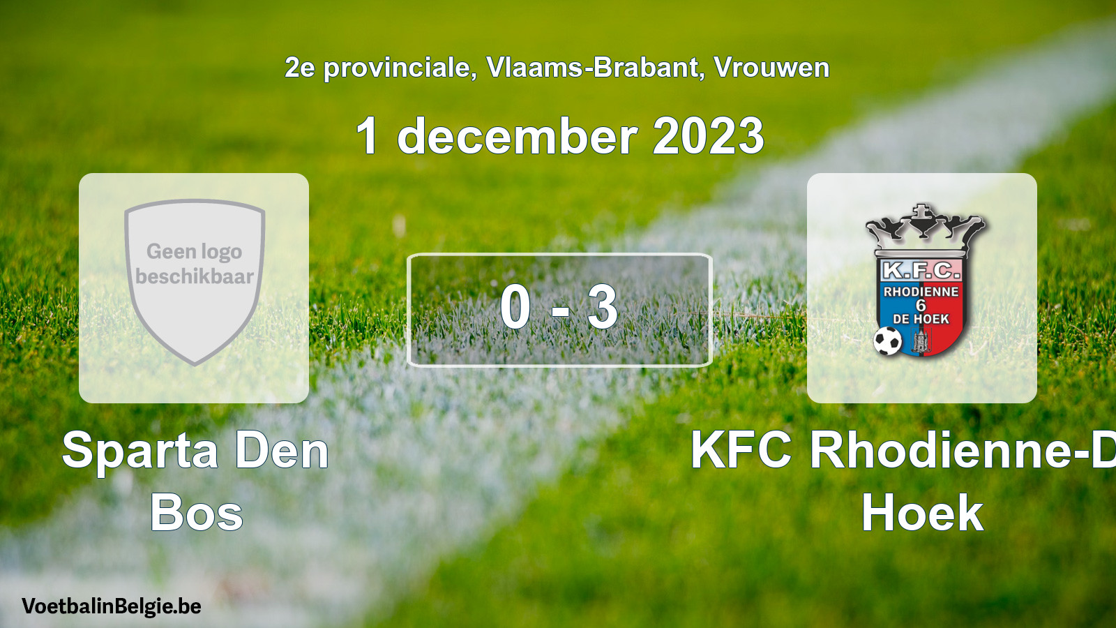 Gespeelde wedstrijd vrouwenvoetbal: Sparta Den Bos - KFC Rhodienne-De Hoek 0 - 3 (1 december 2023)