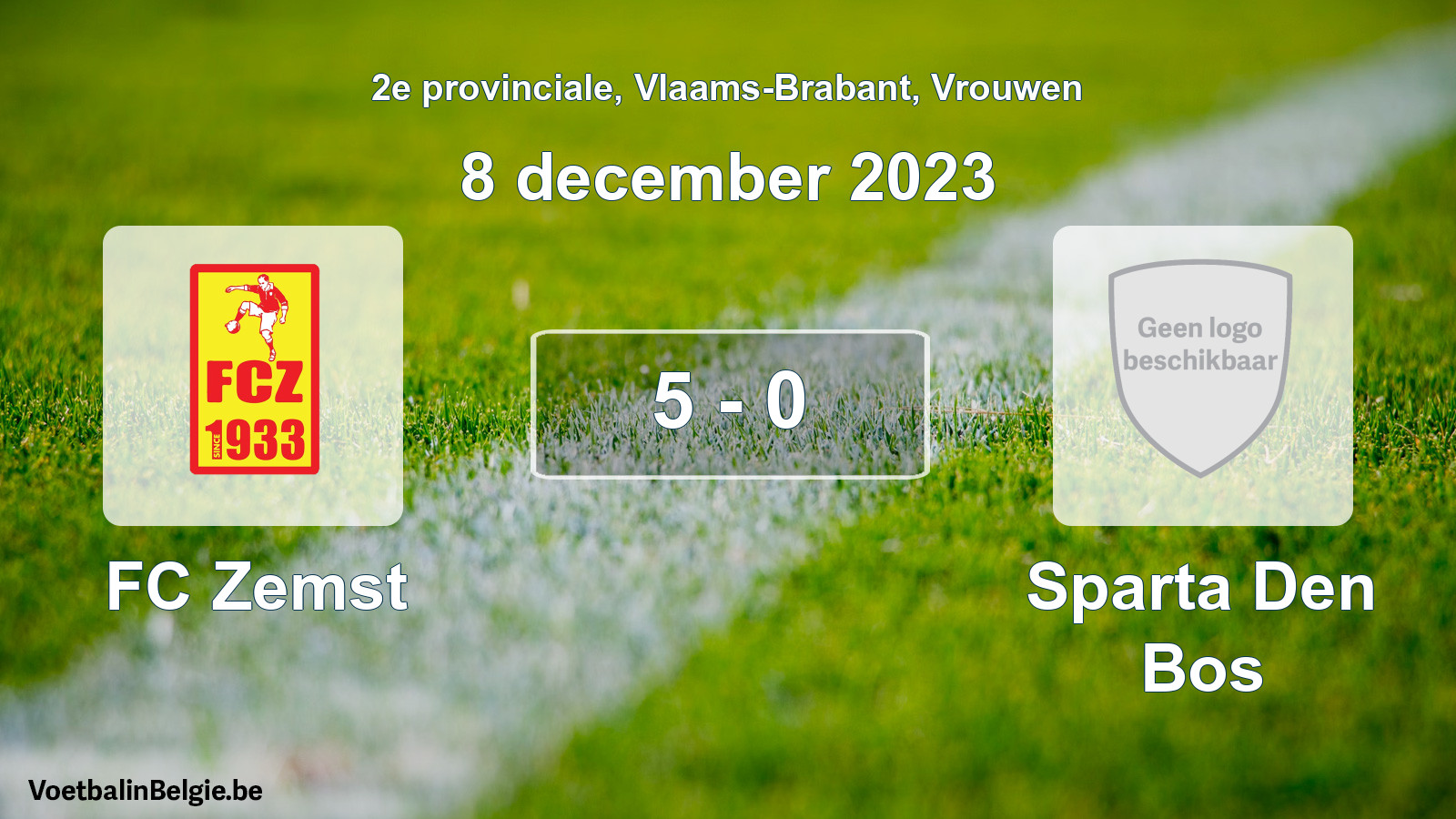 Gespeelde wedstrijd vrouwenvoetbal: FC Zemst - Sparta Den Bos 5 - 0 (8 december 2023)