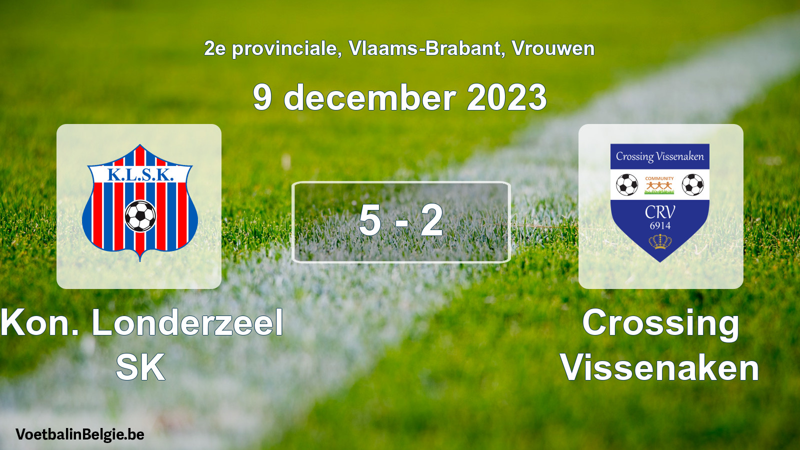 Gespeelde wedstrijd vrouwenvoetbal: Kon. Londerzeel SK - Crossing Vissenaken 5 - 2 (9 december 2023)