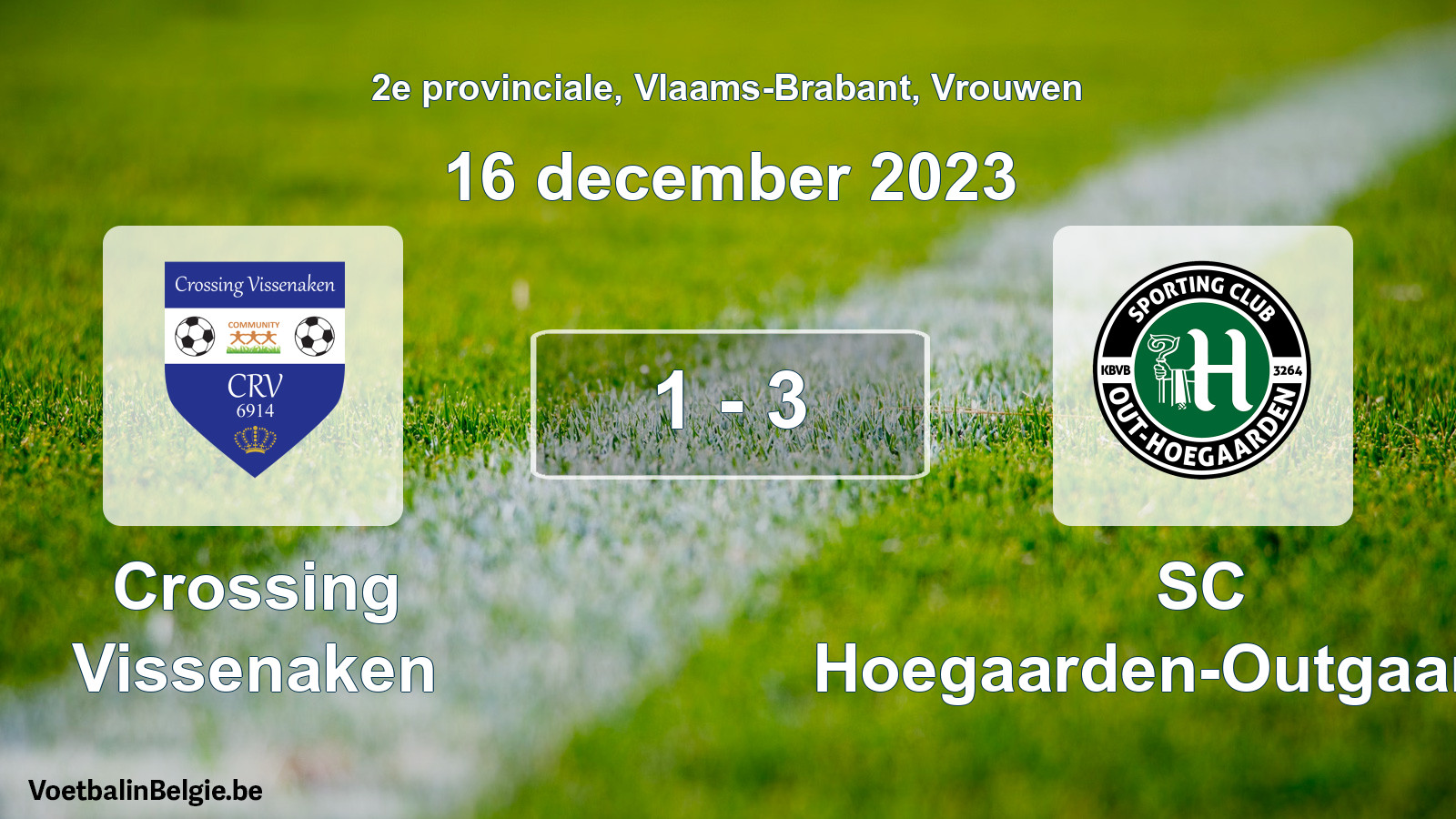 Gespeelde wedstrijd vrouwenvoetbal: Crossing Vissenaken - SC Hoegaarden-Outgaarden 1 - 3 (16 december 2023)