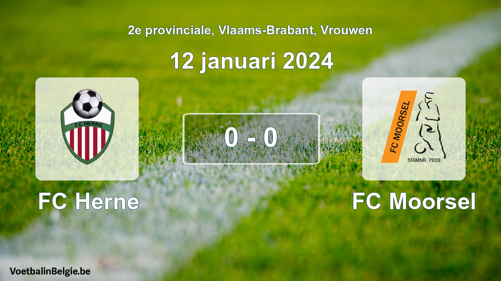 Gespeelde wedstrijd vrouwenvoetbal: FC Herne - FC Moorsel 0 - 0 (12 januari 2024)