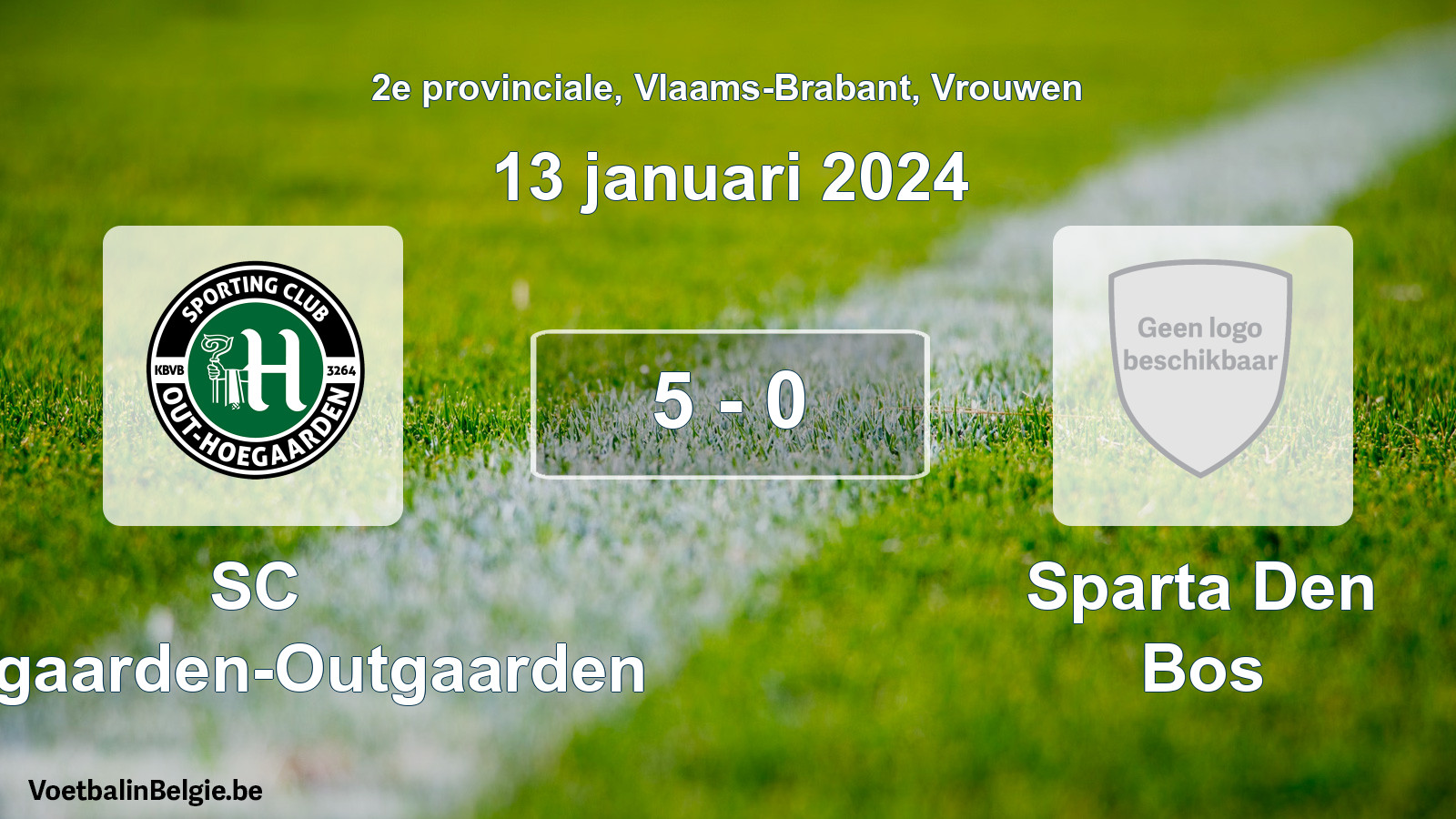 Gespeelde wedstrijd vrouwenvoetbal: SC Hoegaarden-Outgaarden - Sparta Den Bos 5 - 0 (13 januari 2024)