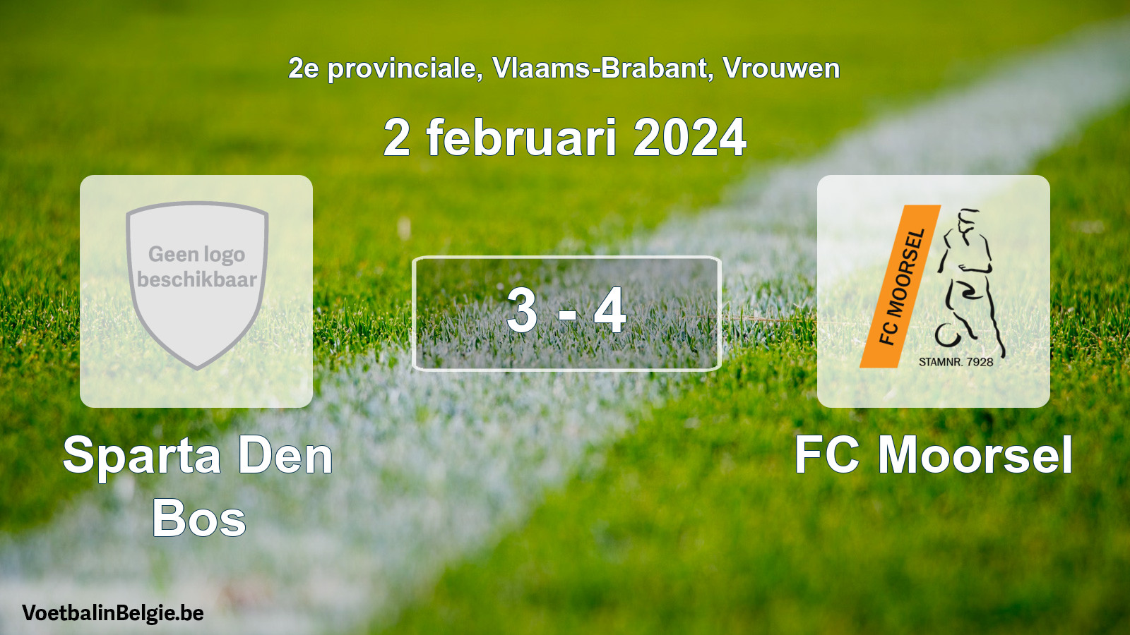 Gespeelde wedstrijd vrouwenvoetbal: Sparta Den Bos - FC Moorsel 3 - 4 (2 februari 2024)