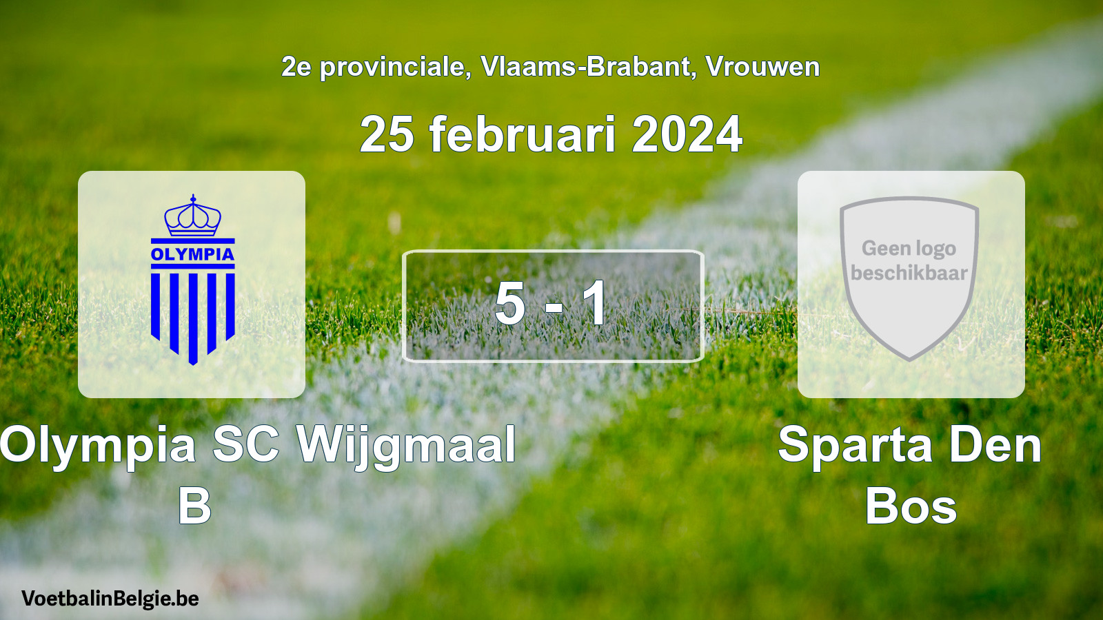 Gespeelde wedstrijd vrouwenvoetbal: Kon. Olympia SC Wijgmaal B - Sparta Den Bos 5 - 1 (25 februari 2024)