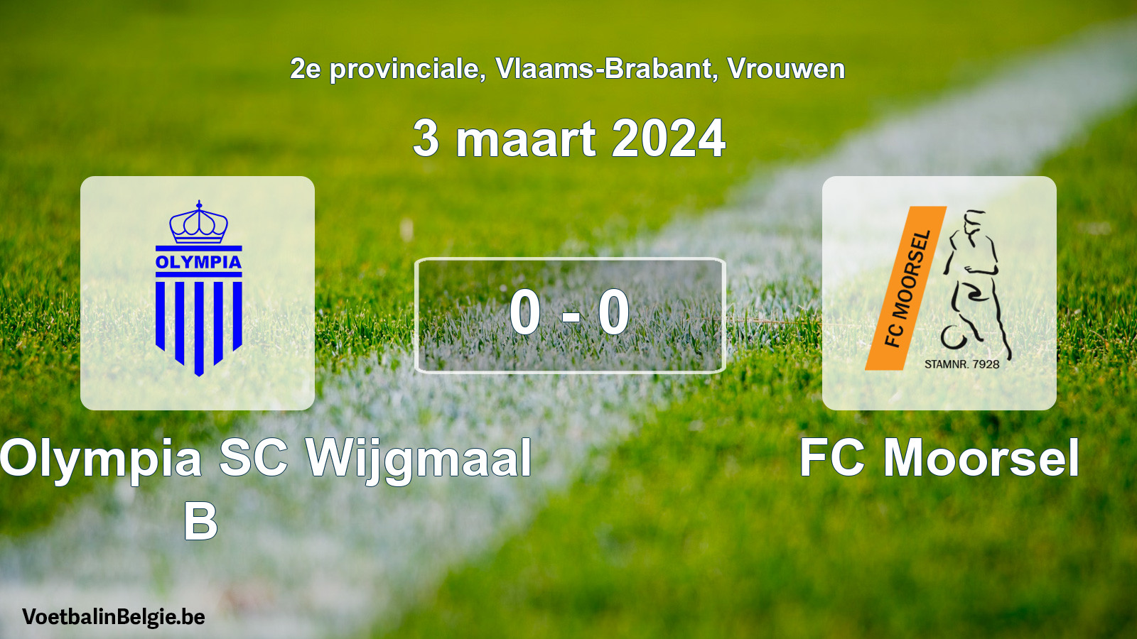 Gespeelde wedstrijd vrouwenvoetbal: Kon. Olympia SC Wijgmaal B - FC Moorsel 0 - 0 (3 maart 2024)