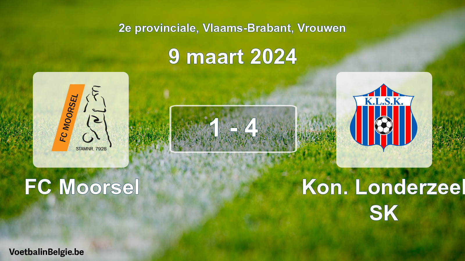 Gespeelde wedstrijd vrouwenvoetbal: FC Moorsel - Kon. Londerzeel SK 1 - 4 (9 maart 2024)