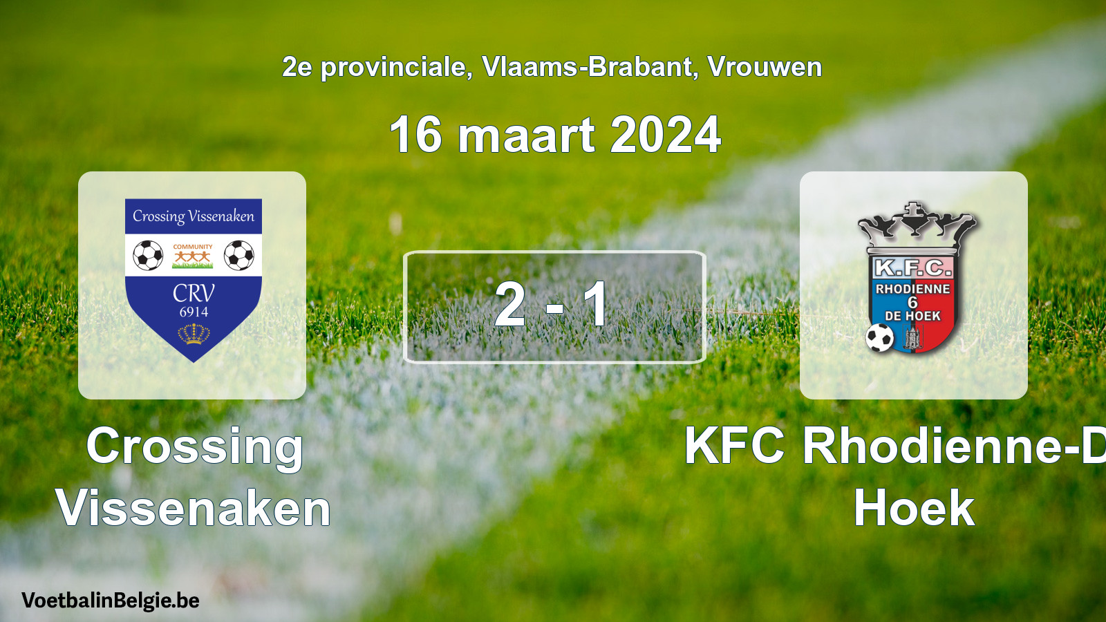 Gespeelde wedstrijd vrouwenvoetbal: Crossing Vissenaken - KFC Rhodienne-De Hoek 2 - 1 (16 maart 2024)