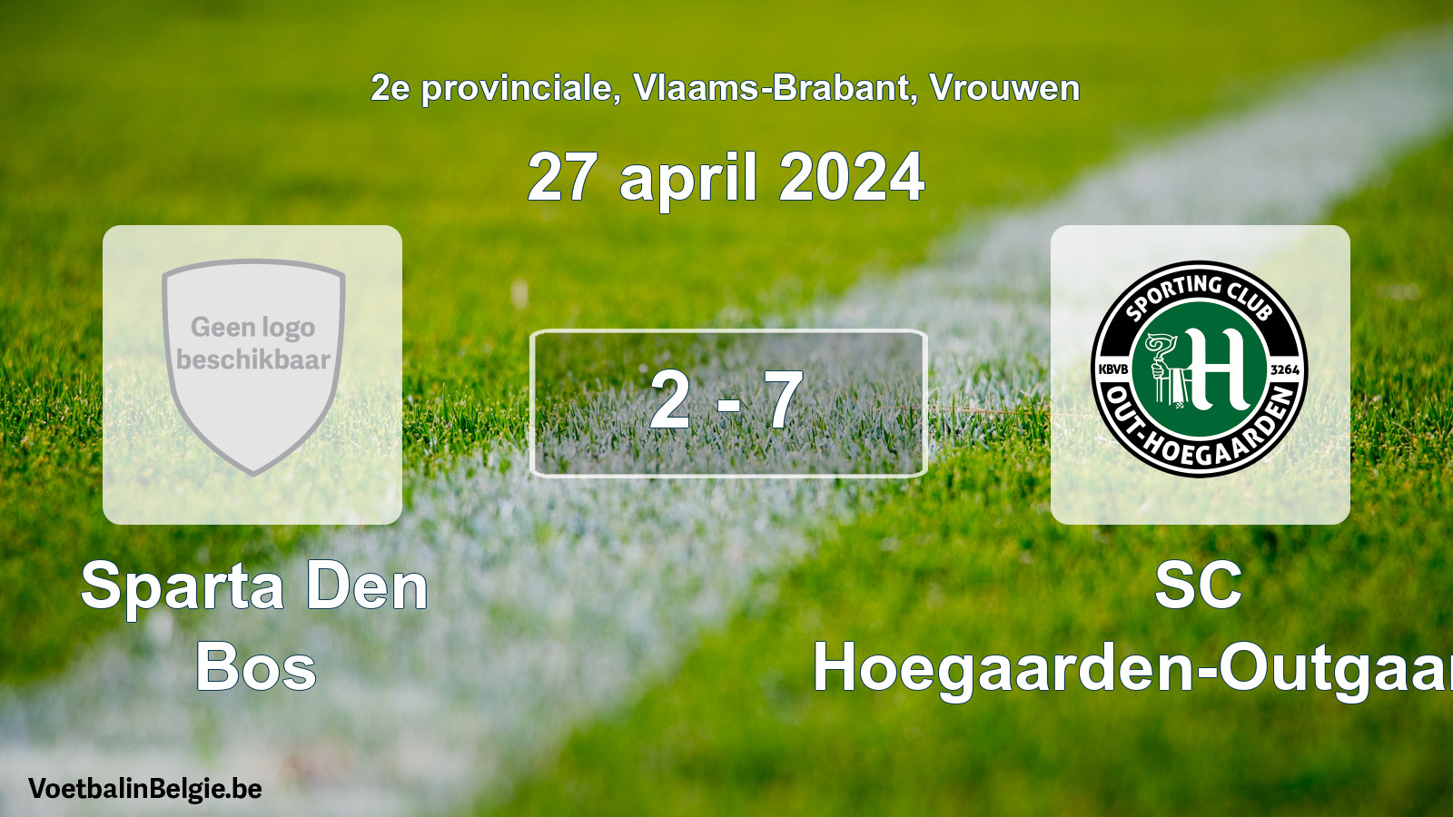 Gespeelde wedstrijd vrouwenvoetbal: Sparta Den Bos - SC Hoegaarden-Outgaarden 2 - 7 (27 april 2024)
