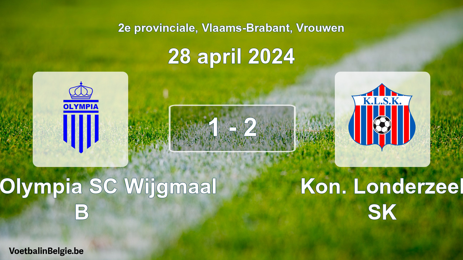 Gespeelde wedstrijd vrouwenvoetbal: Kon. Olympia SC Wijgmaal B - Kon. Londerzeel SK 1 - 2 (28 april 2024)