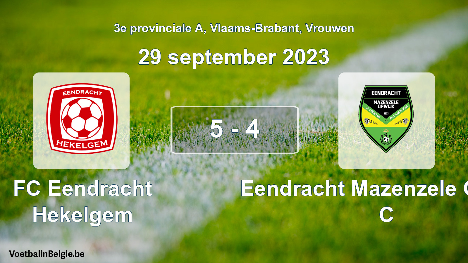 Gespeelde wedstrijd vrouwenvoetbal: FC Eendracht Hekelgem - Eendracht Mazenzele Opwijk C 5 - 4 (29 september 2023)
