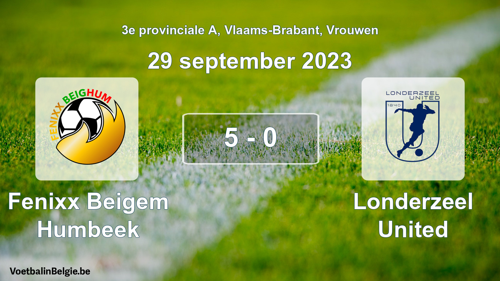 Gespeelde wedstrijd vrouwenvoetbal: Fenixx Beigem Humbeek - Londerzeel United 5 - 0 (29 september 2023)