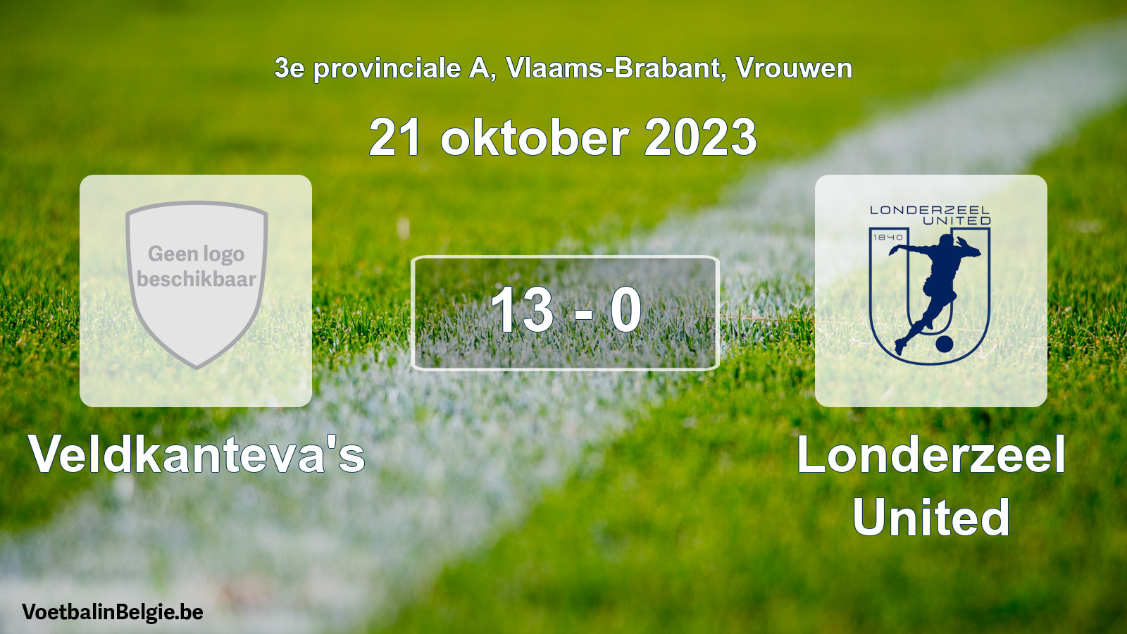 Gespeelde wedstrijd vrouwenvoetbal: Veldkanteva's - Londerzeel United 13 - 0 (21 oktober 2023)