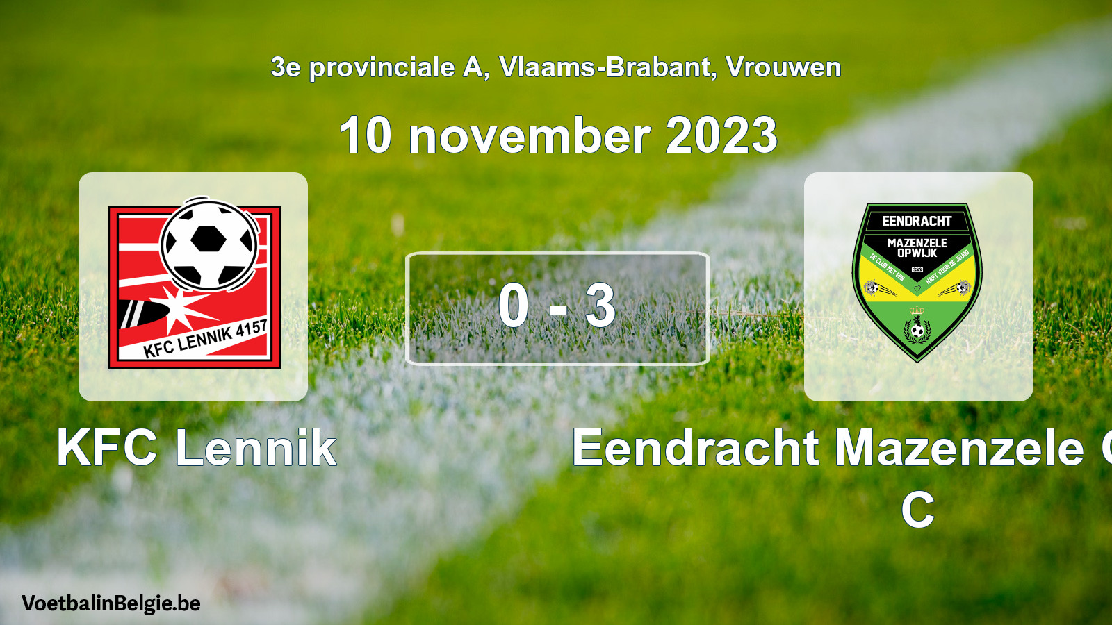 Gespeelde wedstrijd vrouwenvoetbal: KFC Lennik - Eendracht Mazenzele Opwijk C 0 - 3 (10 november 2023)